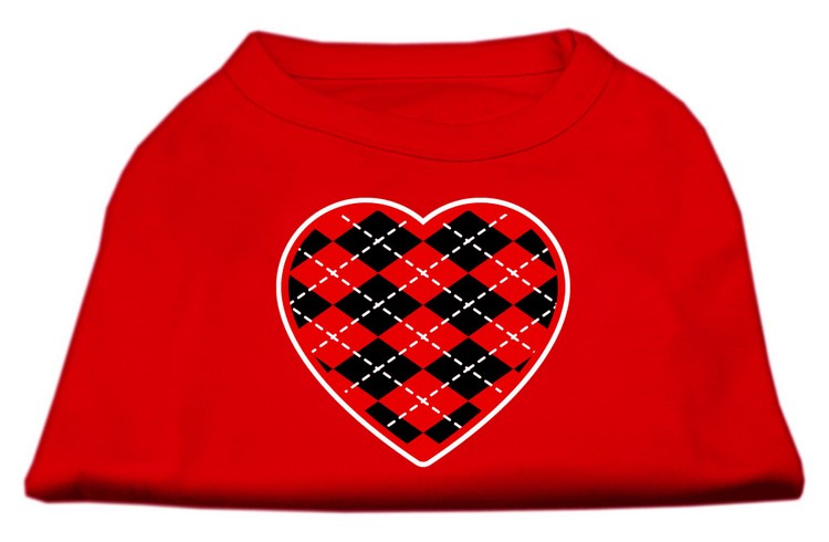 Argyle Heart Red Screen Print Shirt Red XS